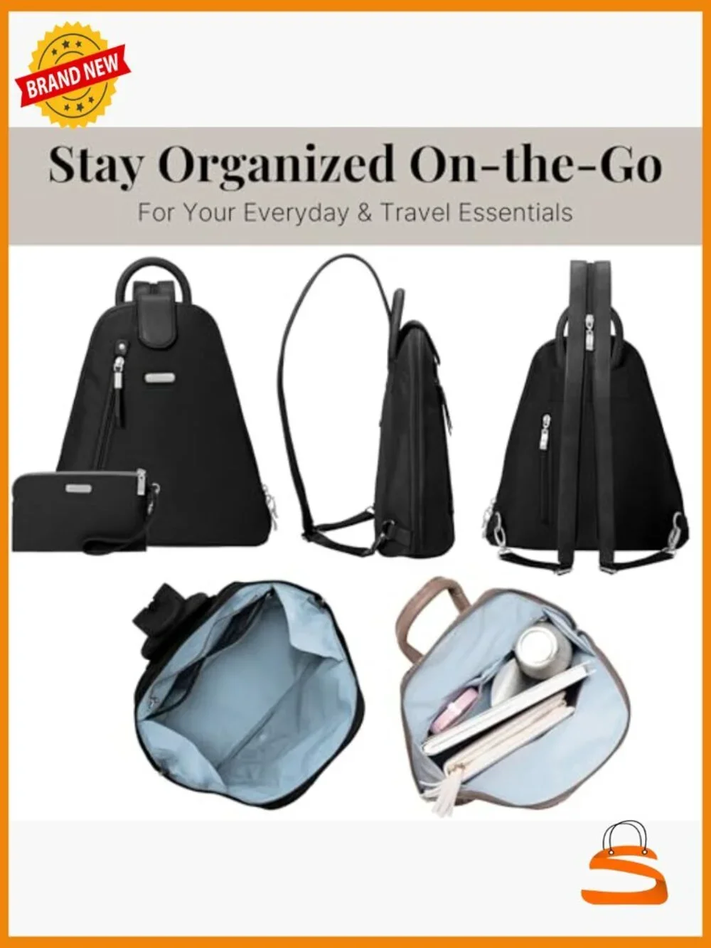 Convertible Backpack Sling Bag RFID Blocking Water Resistant Nylon Travel